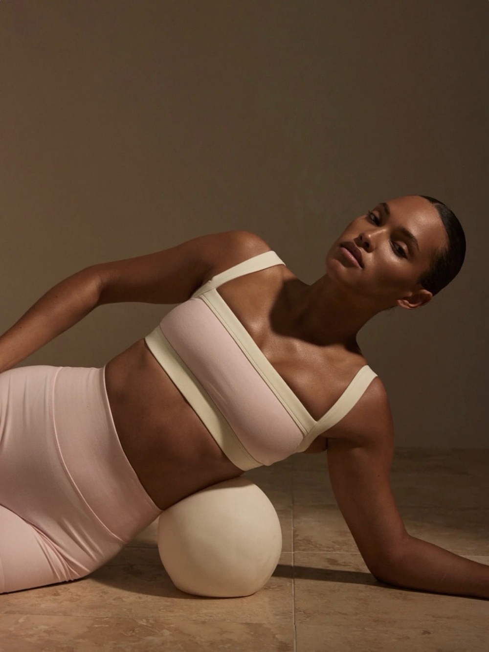 MONDAY Body Legging & Bra Set - Heather Powder Pink/Ivory